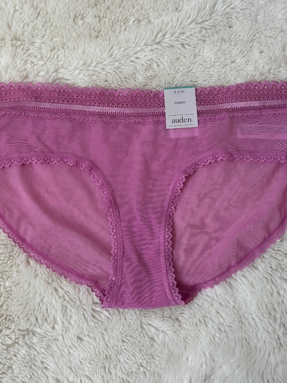 Auden Panties Hipster Mauve Sheer Mesh Panty Underwear Women's Size S (4-6) NWT